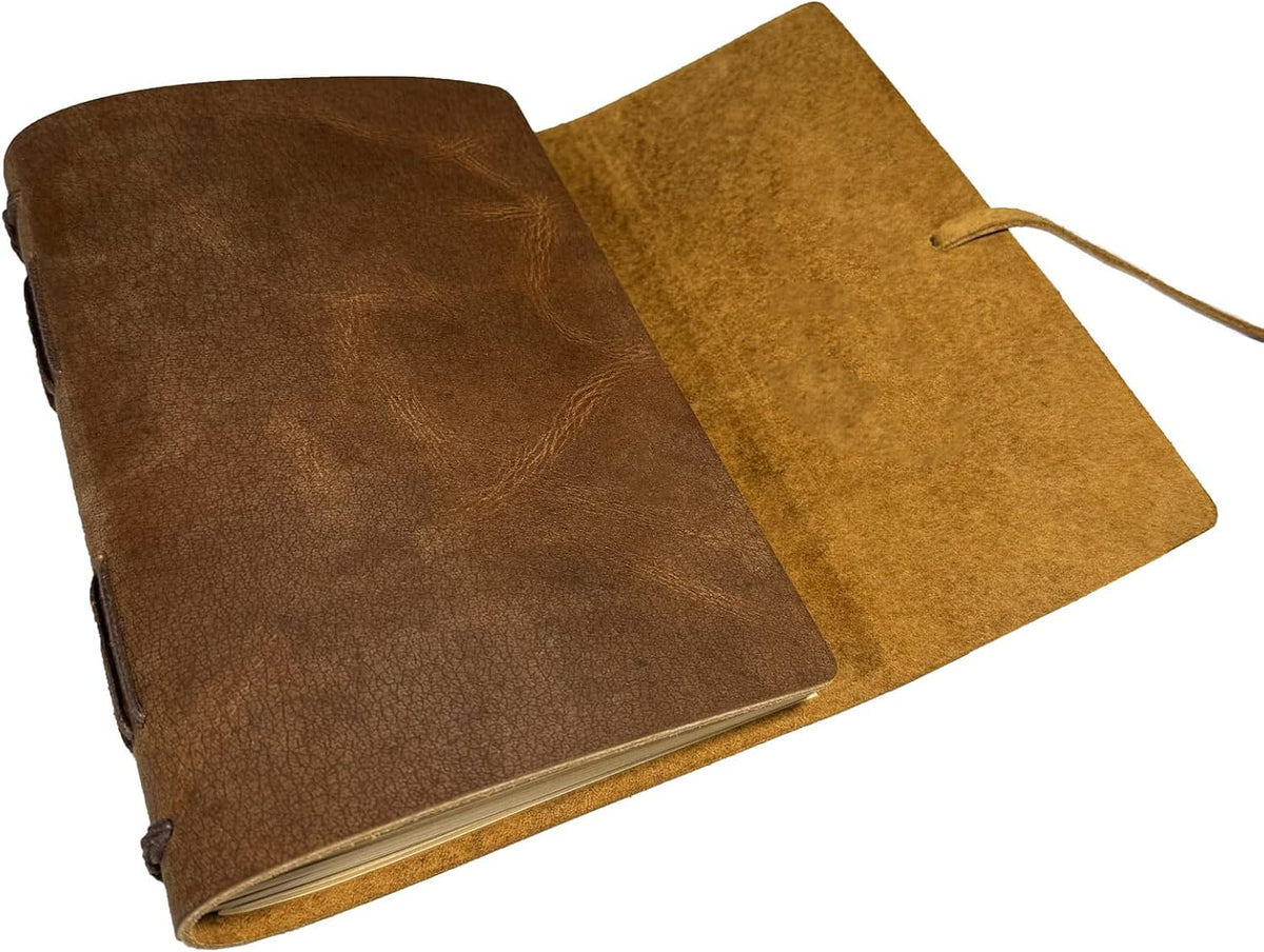 Brown Notebook Journal - Best Genuine Cool Leather Journals for writers Small Size Diary 5.5x7.5