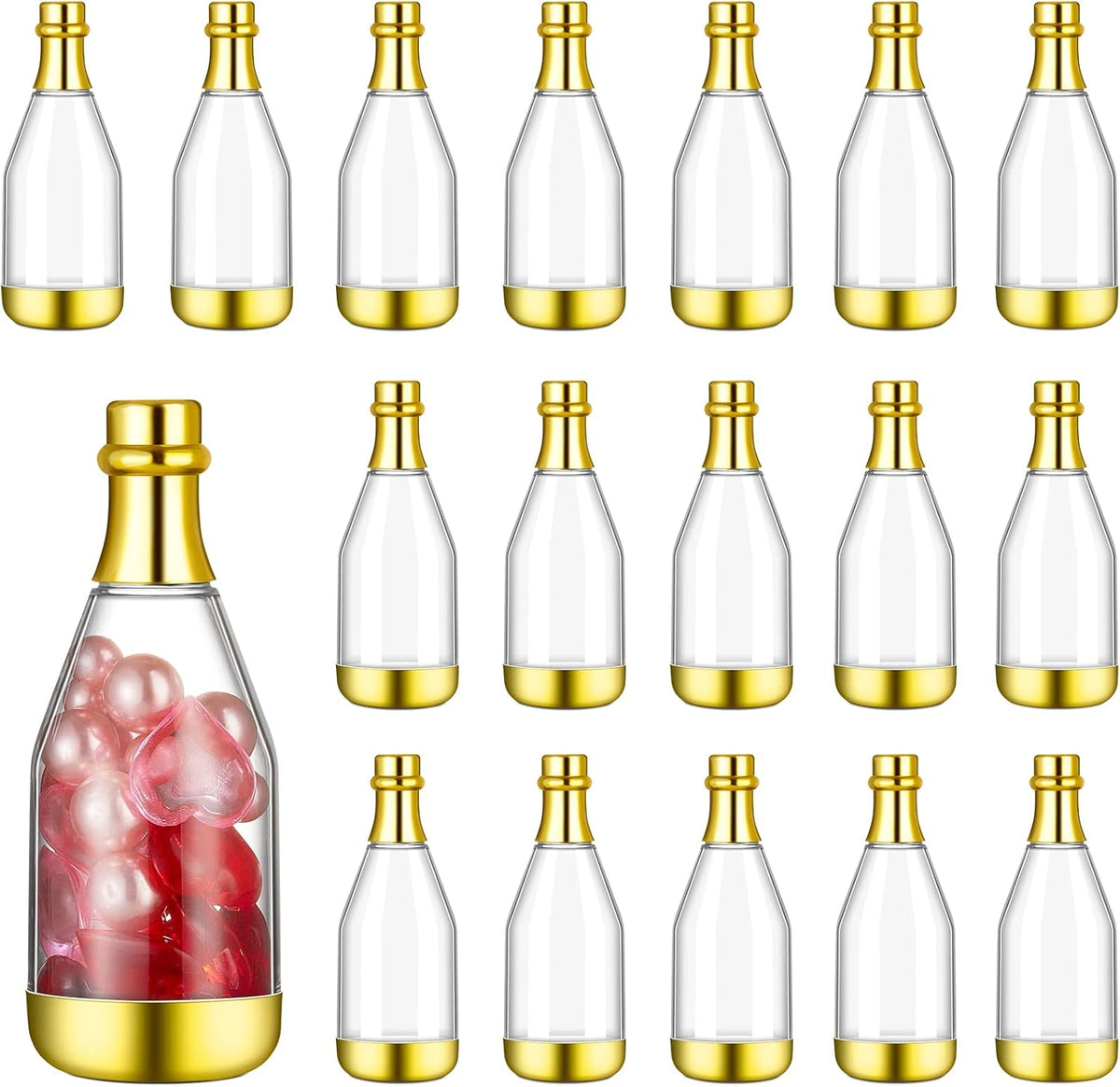 Cunhill 18 Pieces Mini Champagne Bottles Container Bulk Plastic Small Champagne Candy Bottles DIY