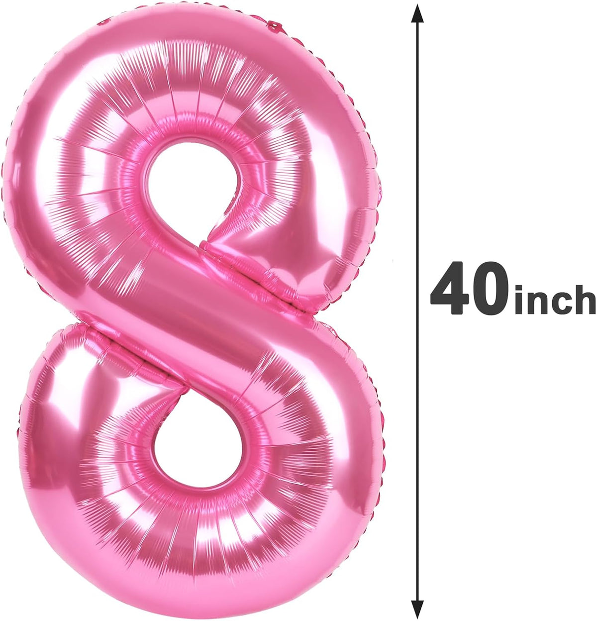Pink Foil 8 Number Balloon 40 Inch, Helium Mylar Eight Number 8 18 28 38 48 58 80 88 Birthday
