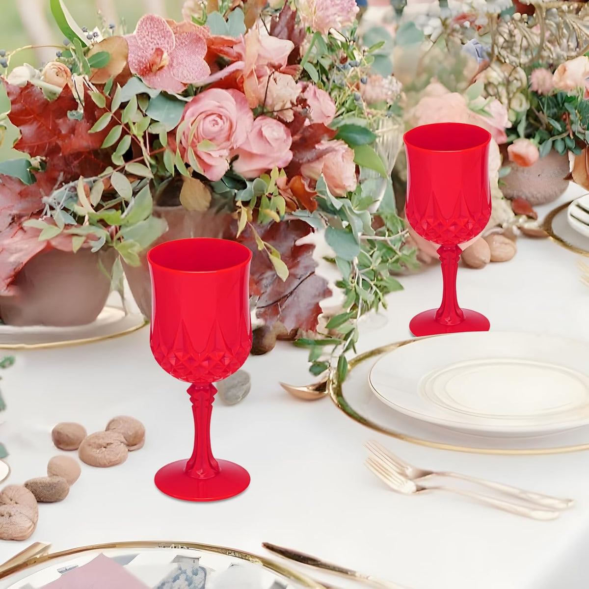 JLYLOL Plastic Vintage Wine Glasses 7OZ Plastic Goblets Vintage Drinking Glasses 48PCS Retro