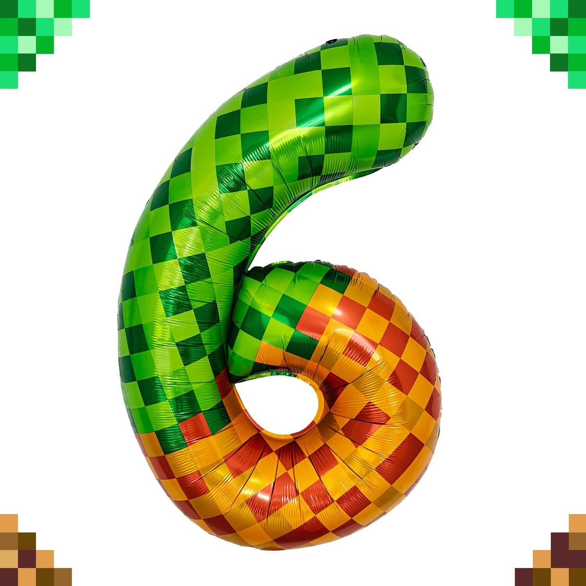 Pixel & TNT Theme 40in Giant Number Balloons - Foil Mylar Birthday Party Decorations for Kids