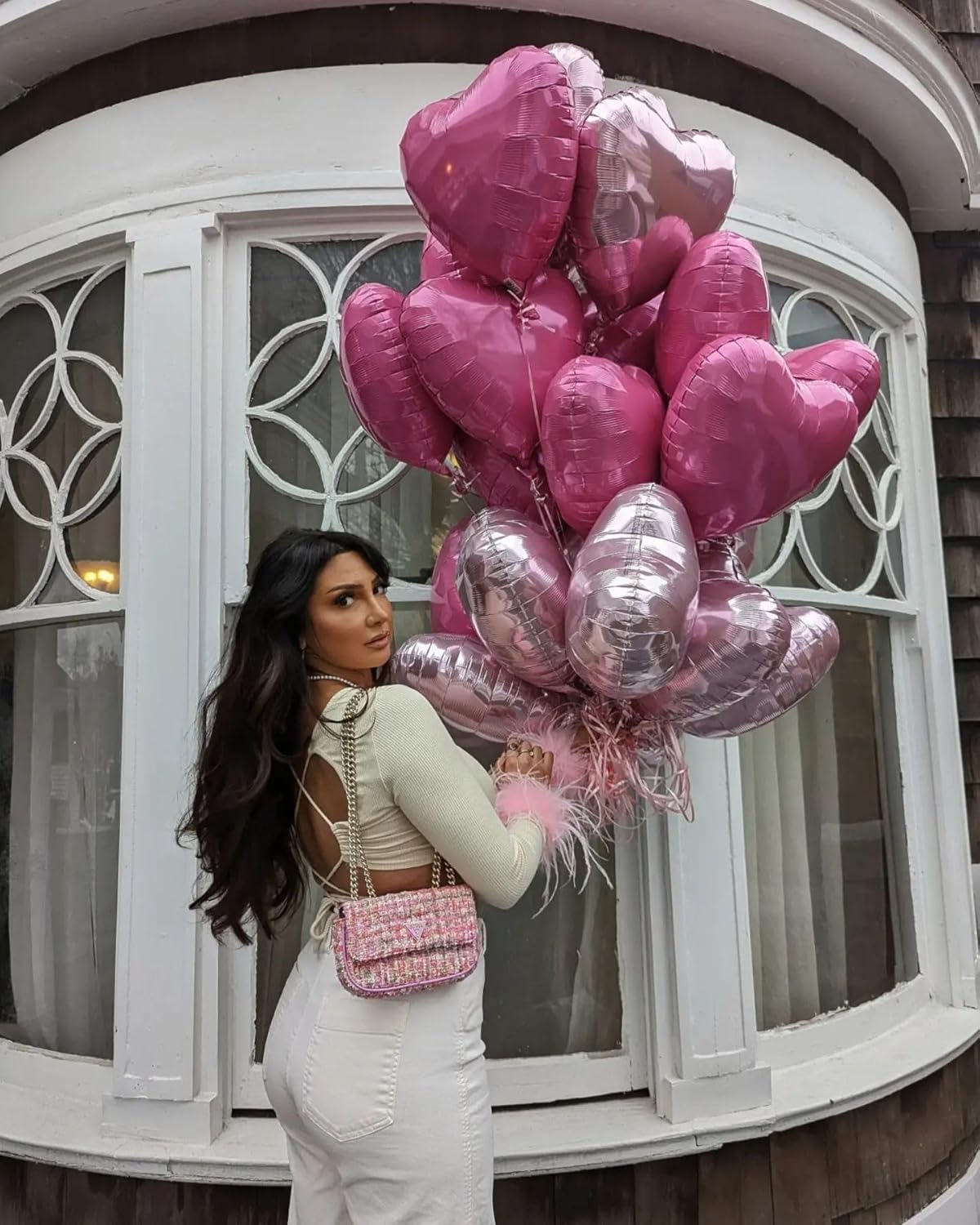 Pink Heart Shaped balloons Pack of 12,18 Inch Love Valentine Balloons Heart Romantic Balloons For