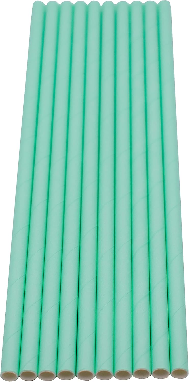 Pack of 300 Pastel Green Biodegradable 4-Ply Paper Drinking Straws (Compostable, Non-toxic