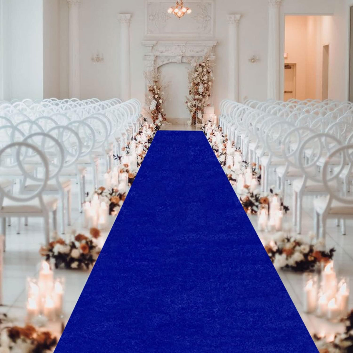 MODFUNS 4FTx15FT Aisle Runner for Wedding Ceremony Royal Blue Velvet Fabric Aisle Runner Include