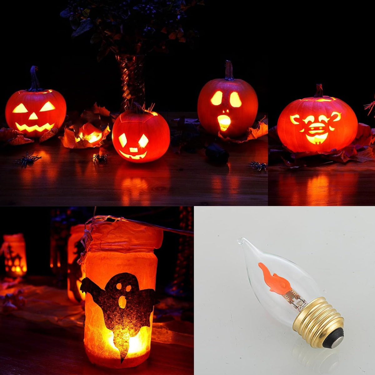 Flickering Light Bulbs E26 Flame Bulb, LED Fire Effect Flickering Small Flame Candle Light Bulbs