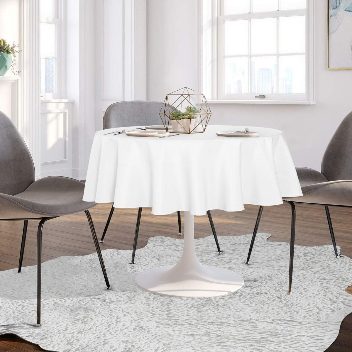 sancua Round Tablecloth - 80 Inch - Water Resistant Spill Proof Washable Polyester Table Cloth