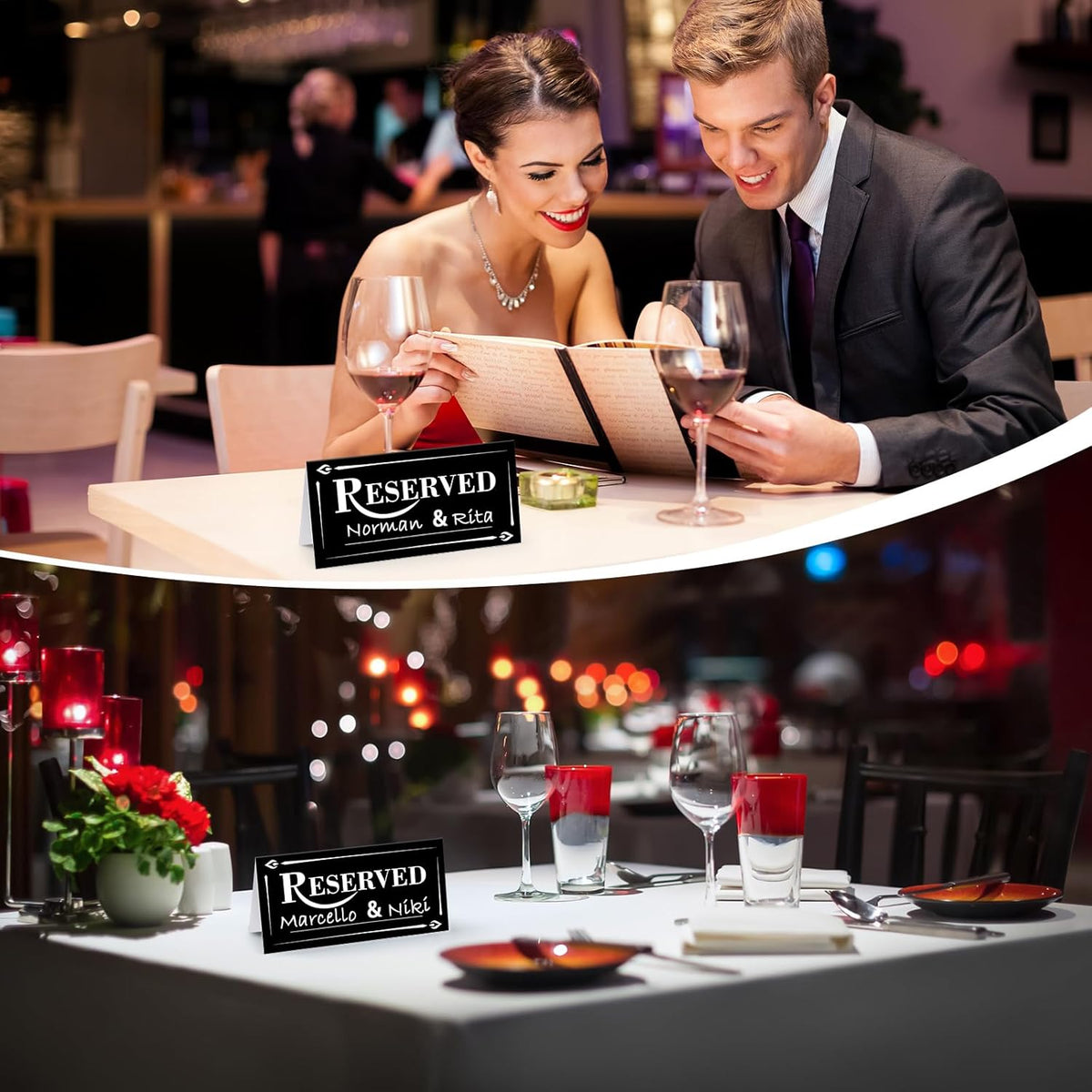 300 Pcs Paper Table Reserved Sign with Name Line Reserved Seating Signs Bulk Double Sided Signs for
