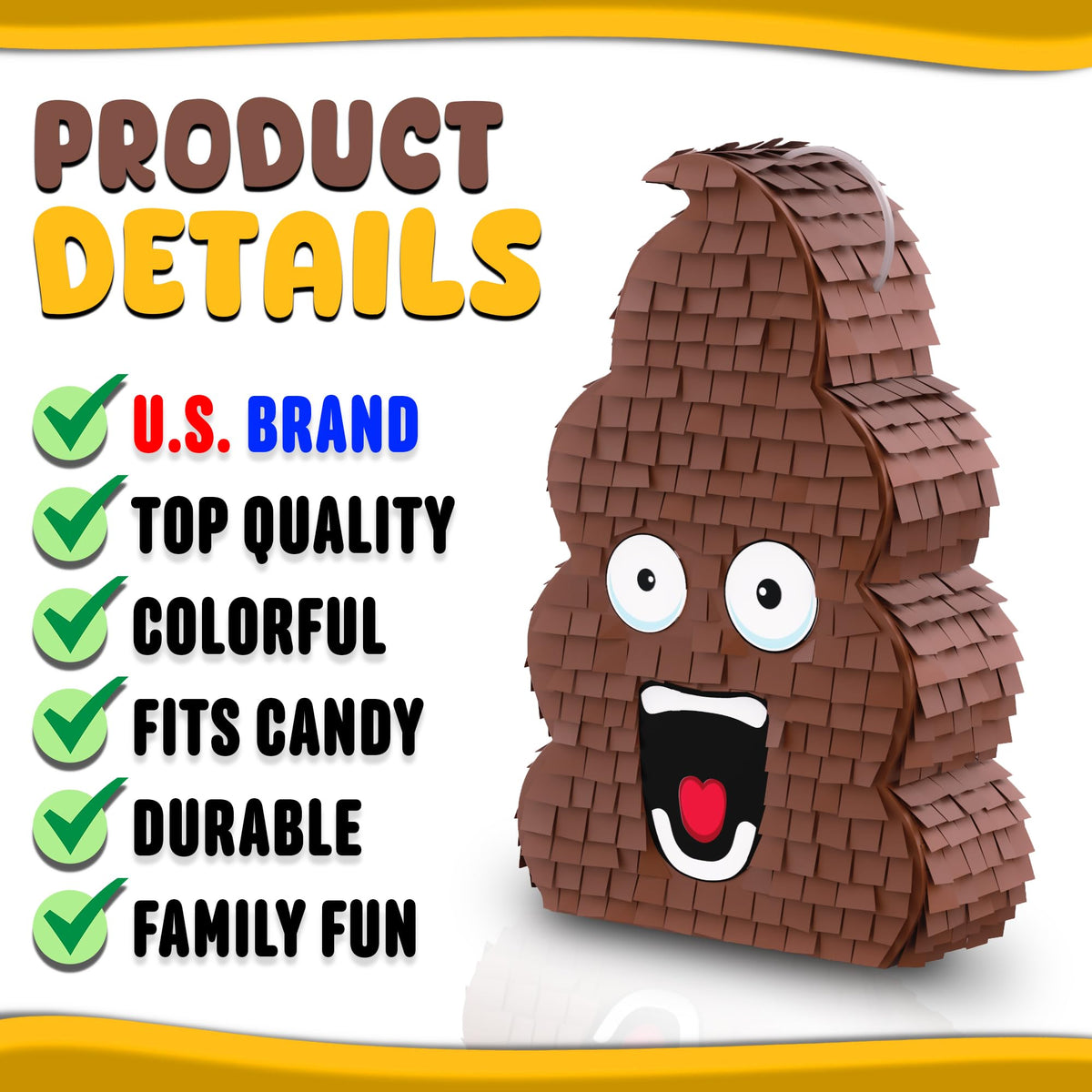 Jergrim Funny Poop Piñata 4-Piece Set perfect for Birthday Parties, Decorations, Emoticon Parties