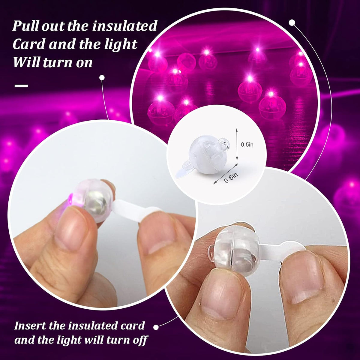 100pcs Pink LED Balloon Light, Mini Tiny Led Light Round Led Ball Lamp for Paper Lantern Balloon