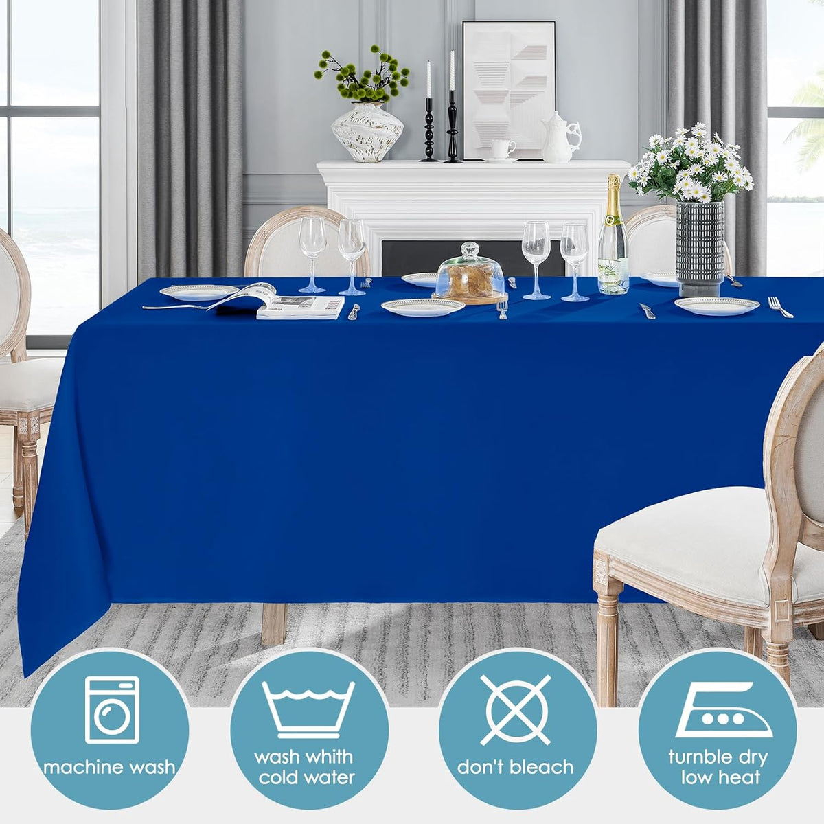 VidaFete Tablecloth 6 Pack 90*132inch Rectangle Table Cloth Polyester, Stain Wrinkle Resistant