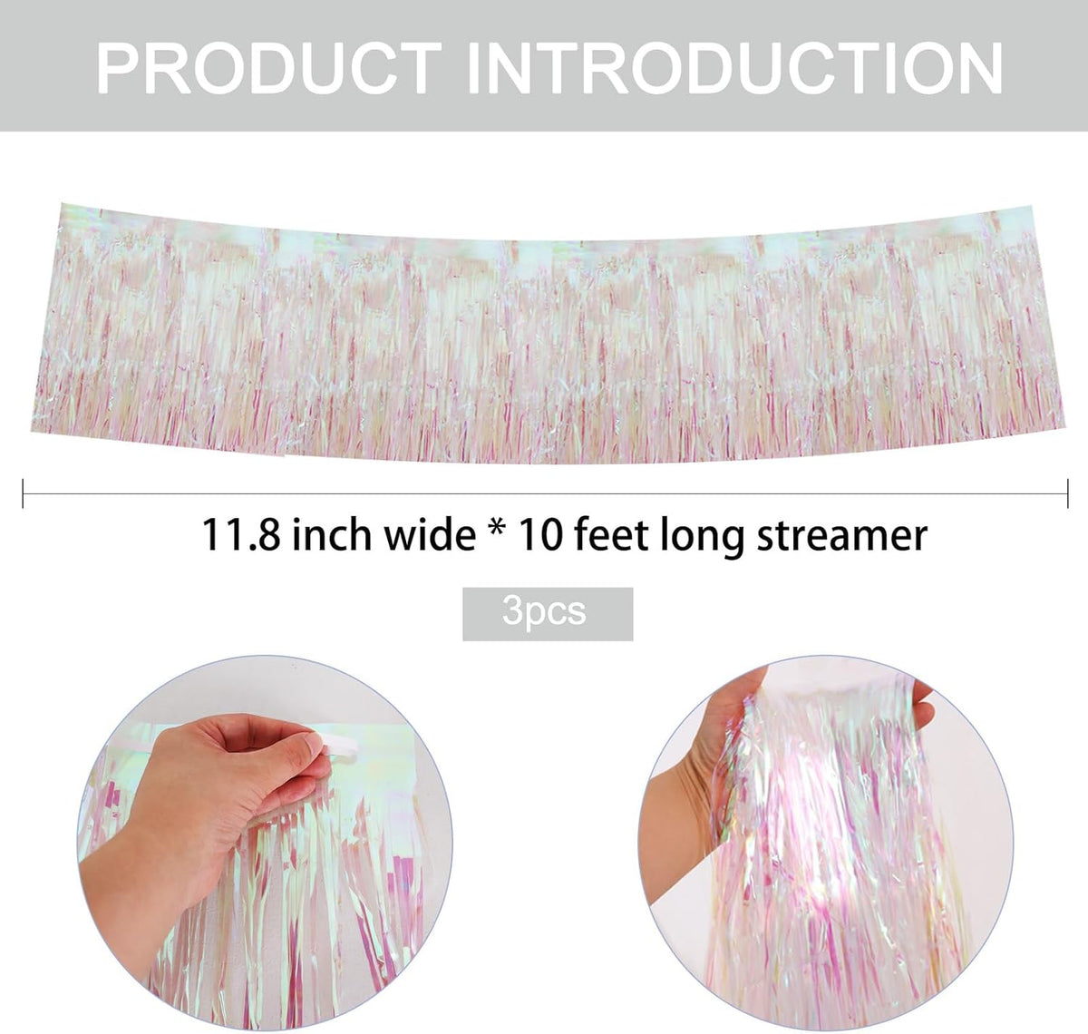 BEISHIDA 3 Packs Metallic Foil Fringe Garland Shining Transparent Wall Hanging Tinsel Fringe