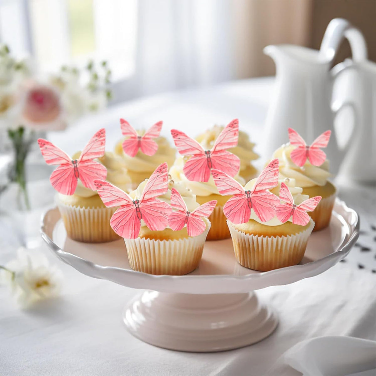 Ephlyn 72Pcs Edible Butterfly Cupcake Toppers 3D Realistic Butterfly Cake Picks Cute Cupcake