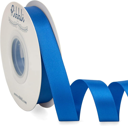 Ribbli Royal Blue Satin Ribbon 5/8 inch x Continuous 25 Yards,Double Faced Satin Use for Craft