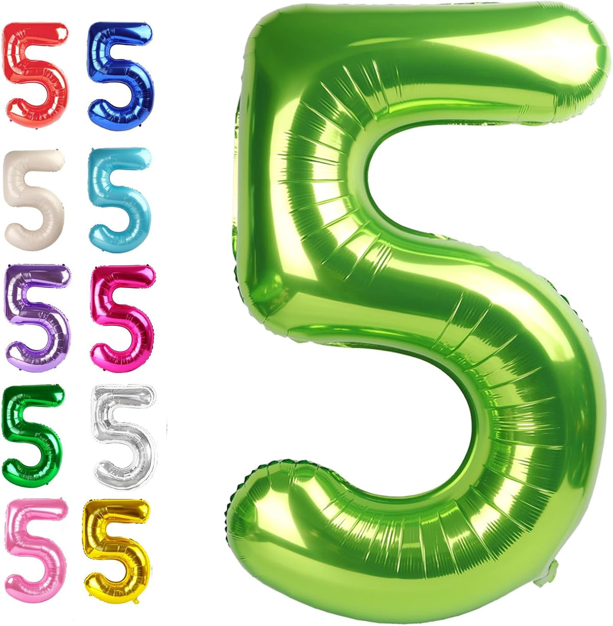Large Light Green 40 Inch Birthday Number 5 Balloon, Light Green Five 5th 15 25 35 50 55 Birthday