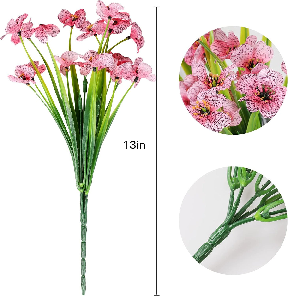 AmyHomie 20 Bundles Artificial Flowers for Outdoor Outside Spring Summer Decoration UV Resistant
