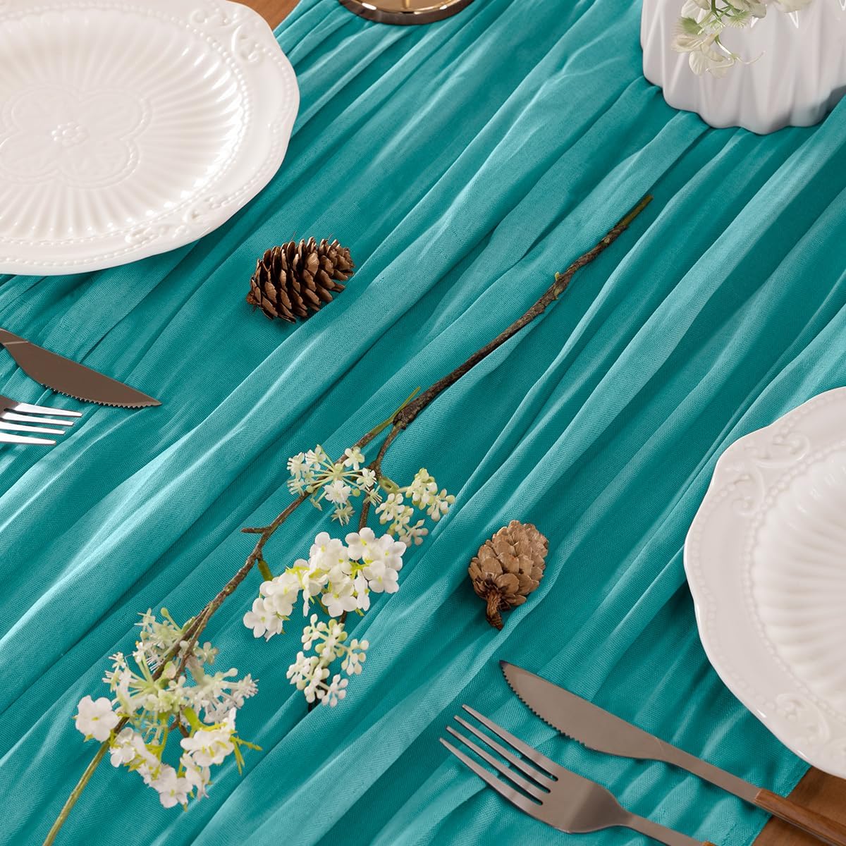 Teal Table Runner Cheesecloth Table Runners 10FT Farmhouse Table Runners 120 Inches Fall Table