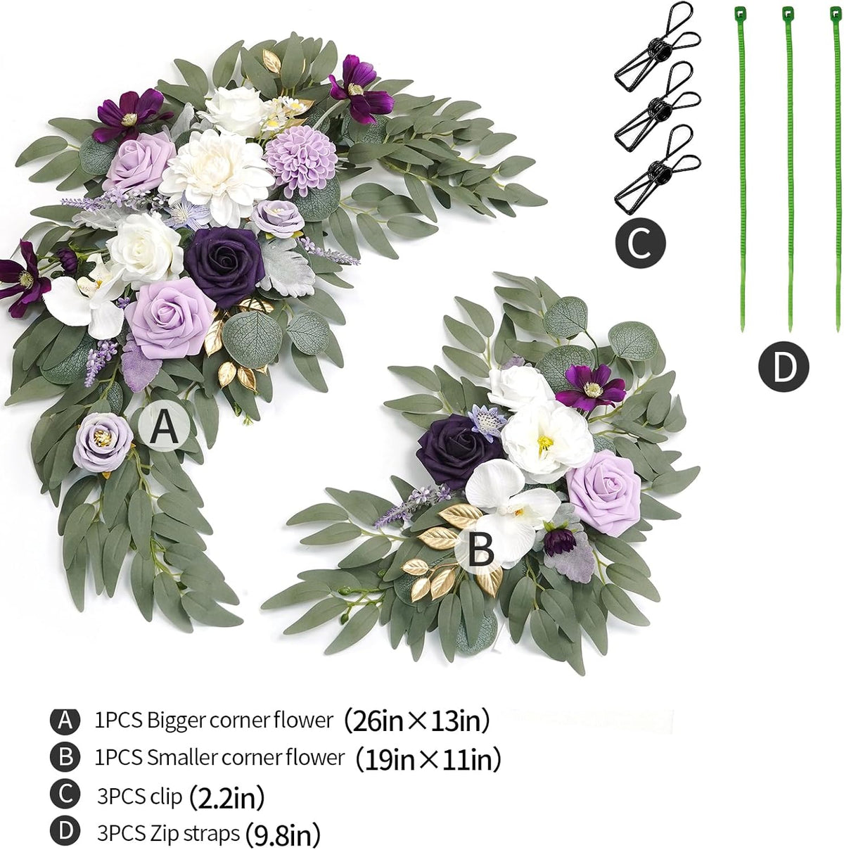Faux Flower Swag Set of 2 for Wedding Welcome Signs Floral Swag Wedding Reception Ceremony Signs