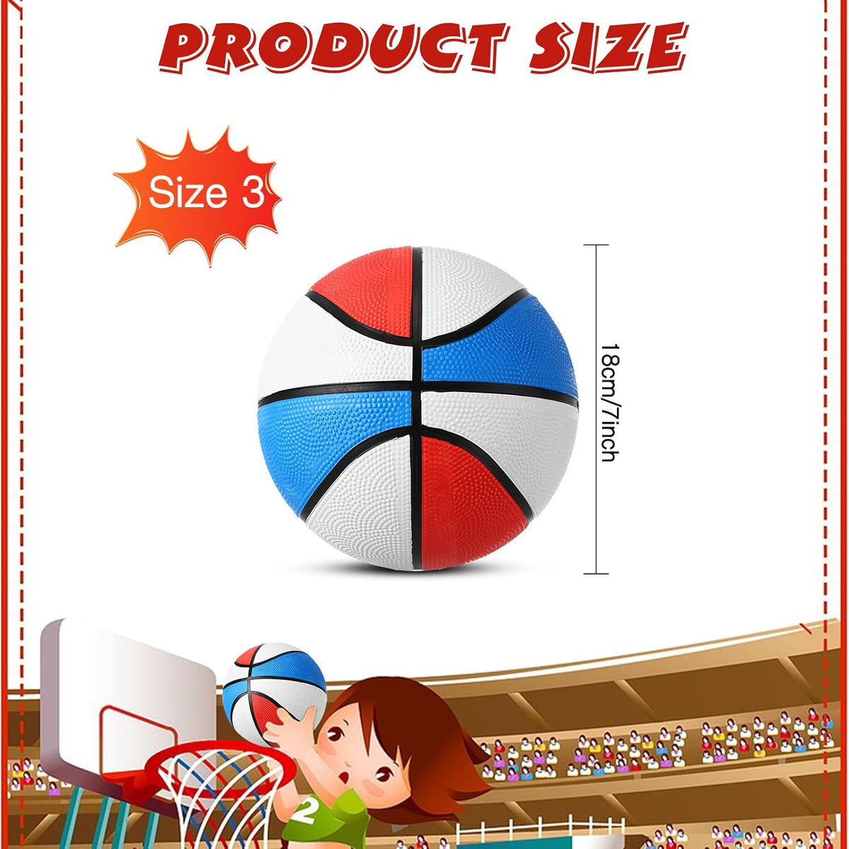 Vinsot 6 Pack Operation Christmas Mini Rubber Basketballs 7 Inch Red, White and Blue Mini