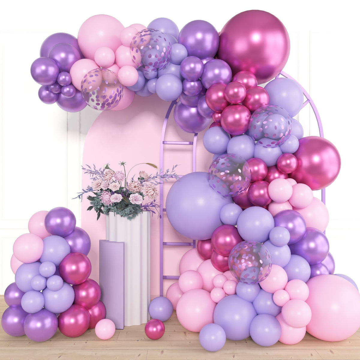 Amandir 153pcs Pink Purple Balloon Garland Arch Kit Different Sizes