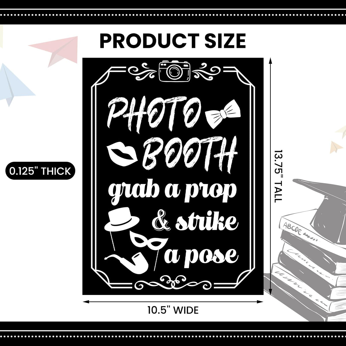 Briwooody Photo Booth Sign with Stand Retro Background Table for Indoor and Outdoor Party Theme