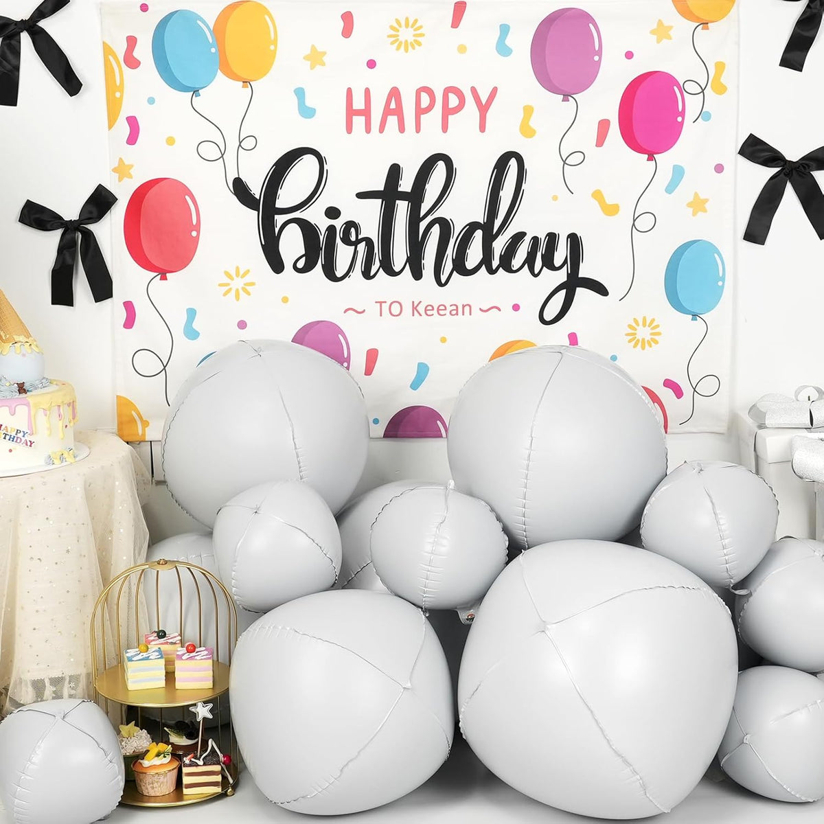 12Pcs Matte White Round Foil Balloons, 22" 15" 10" 4D Helium Ball Balloon, White Foil Balloon for