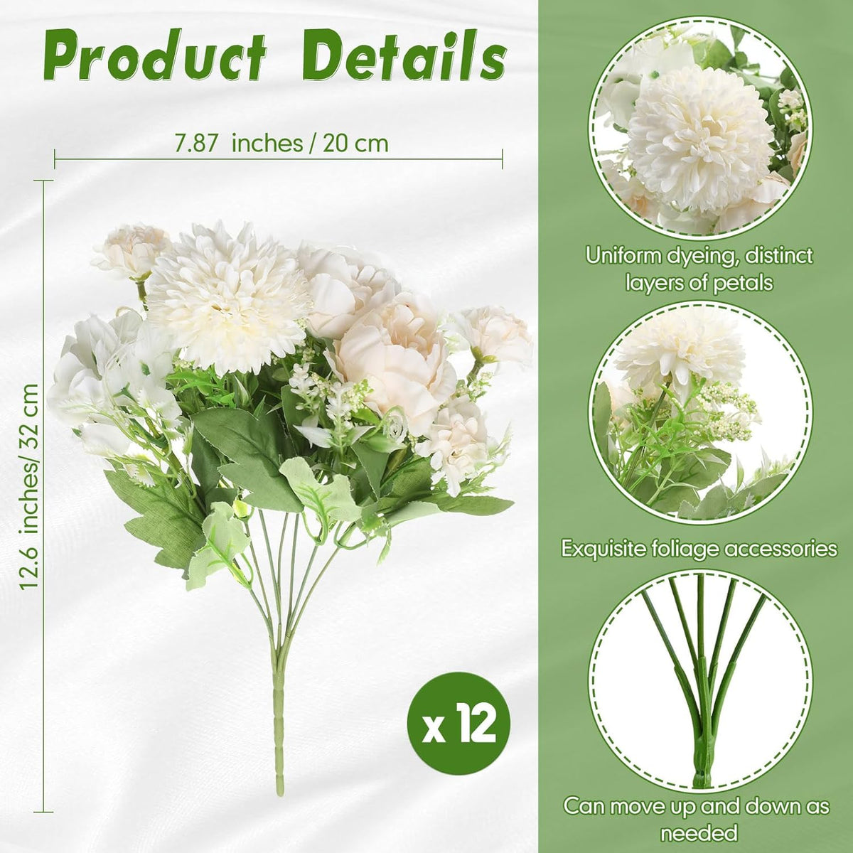 Tigeen Artificial Flowers Artificial Peonies Silk Flowers Faux Peony Fake Peony Silk Hydrangea