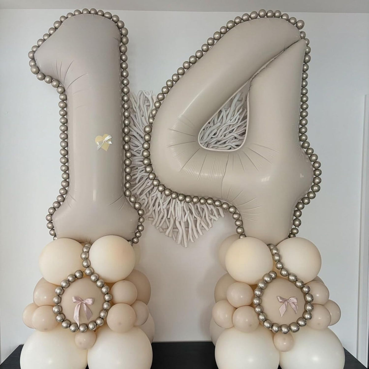 40 Inch Cream Number 1 Balloon, Beige Large Self Inflating Foil One Balloons for 1st Birthday