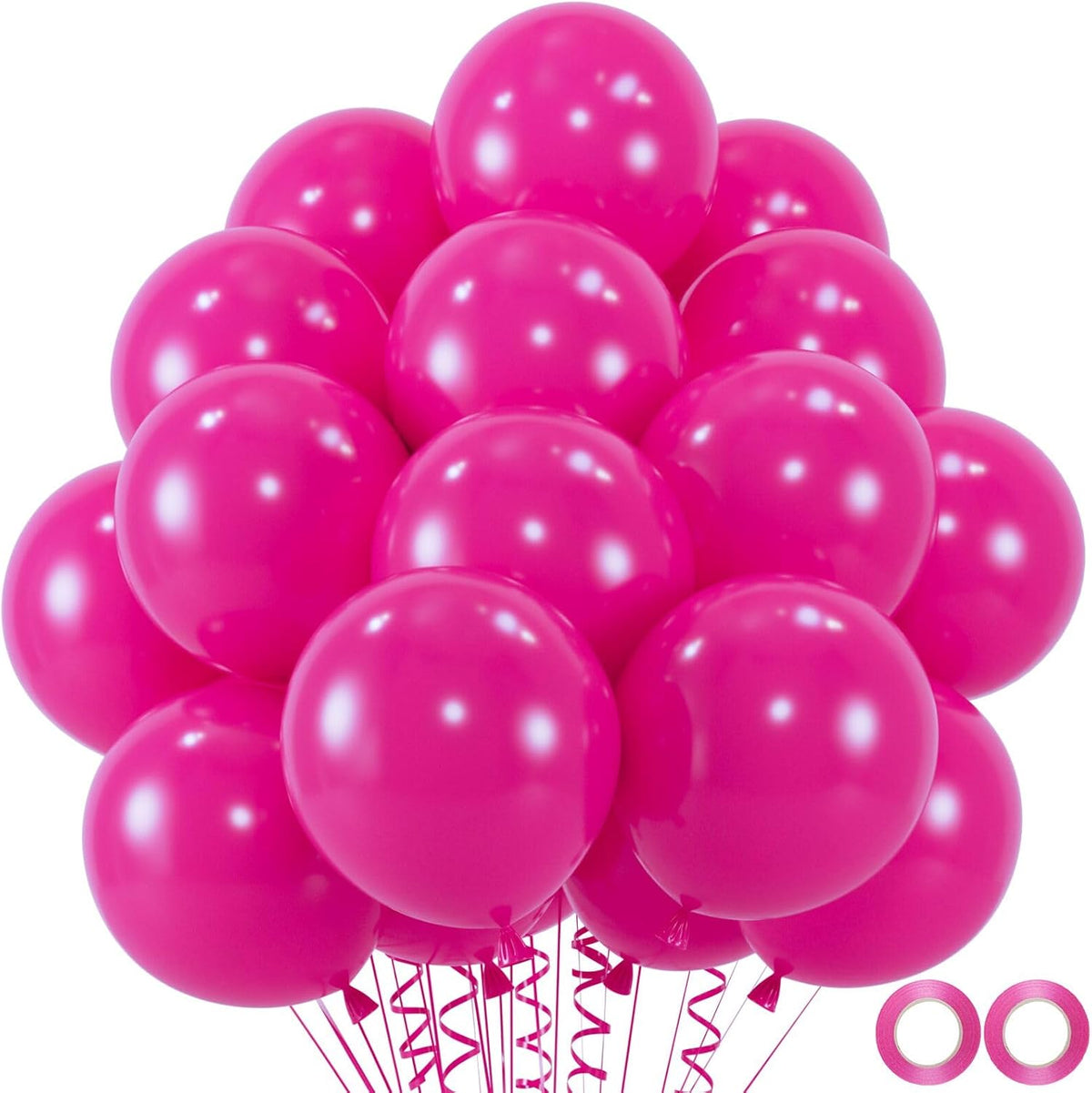 100pcs Hot Pink Balloons, Helium Quality 12 inch Bright Pink Latex Party Balloon for Birthday