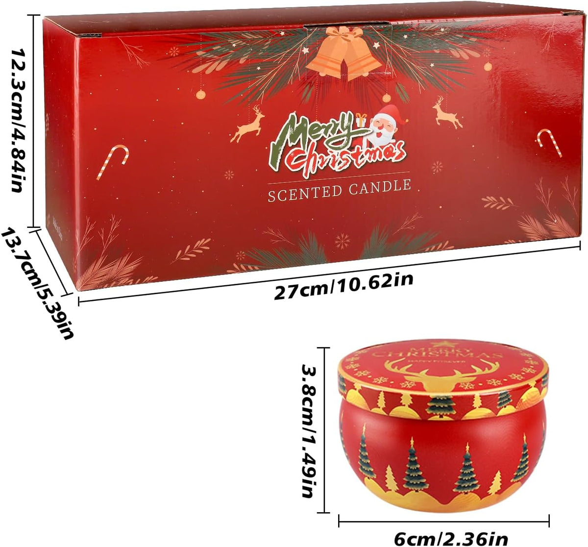 24Pack Christmas Scented Candle Tins Gift Set - Soy Wax Festive Candles 2.5oz- Long Lasting Burn