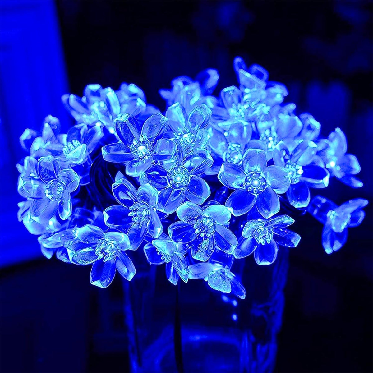 100 LED Light Up Flowers String Lights for Bedroom Romantic Decor, Plug in Fairy Cherry Blossom