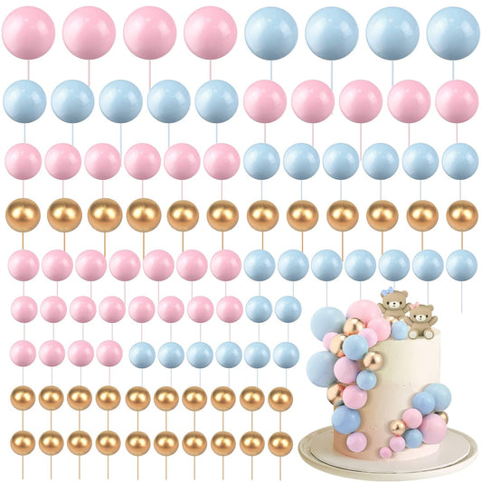 108 Pcs Balls Cake Topper DIY Cupcake Insert Foam Balloons for Cake Baking Wedding Anniversary