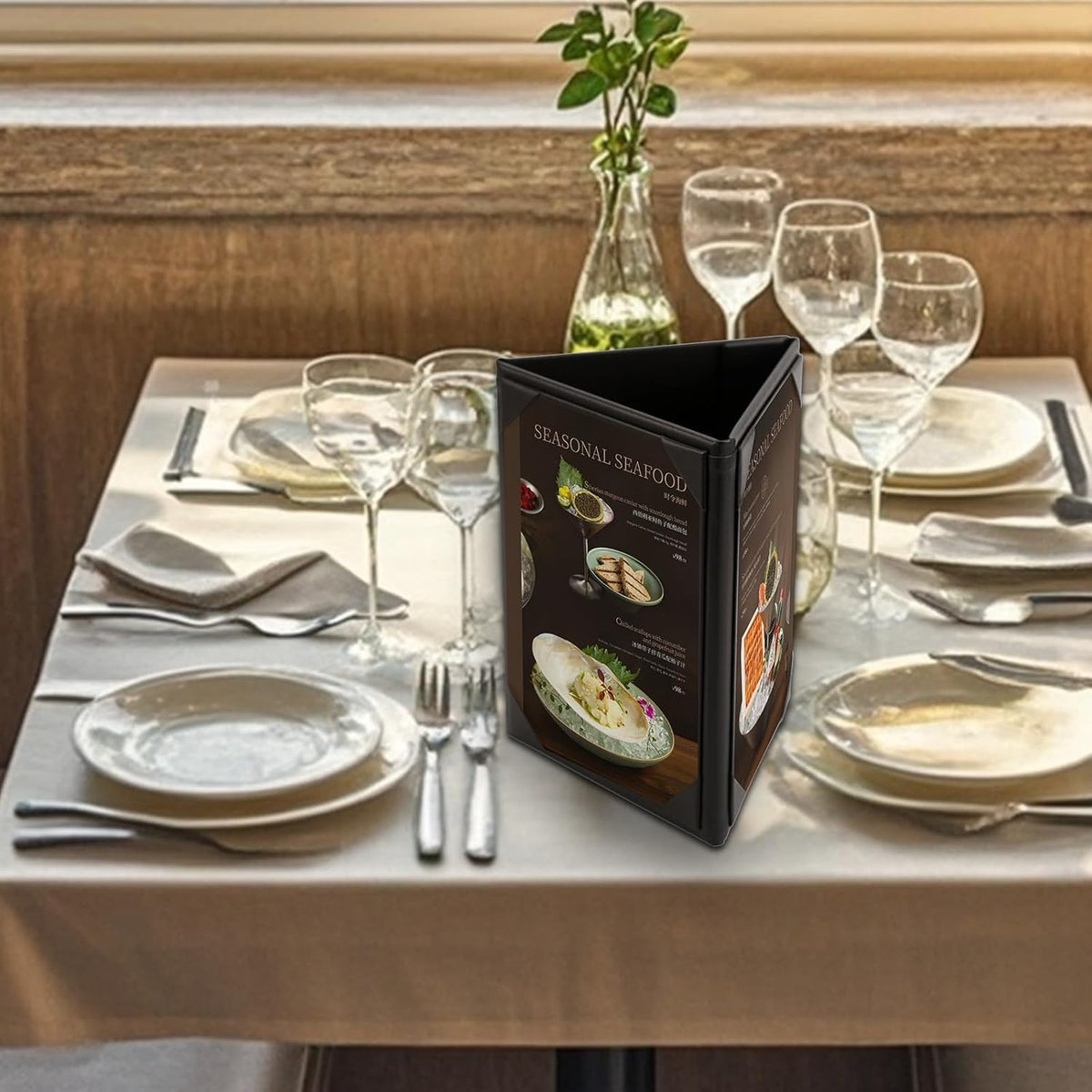 Menu Covers - Set of 10 Double-Sided Table Tent Cards for Restaurant, Dinner Party, and Bar Menus
