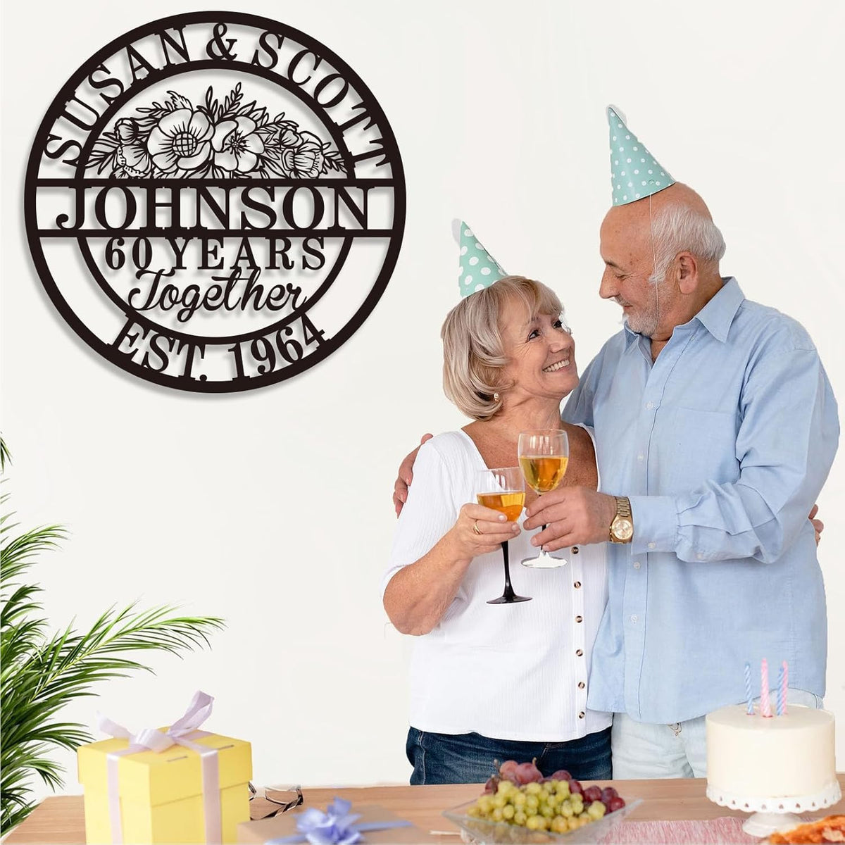 Custom 50th/40th/60th/70th/30th/1-99 Years Wedding Anniversary Sign Gifts for Couples Parents