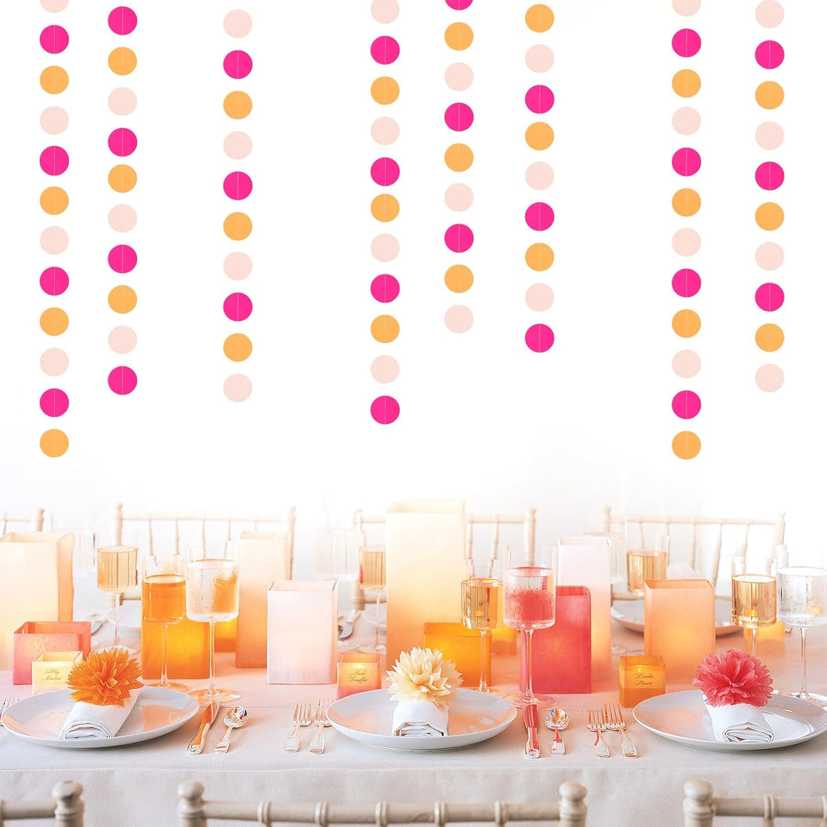 Hot-Pink Burnt-Orange Fall Party-Decorations Garland - 64Ft Birthday Baby Shower Paper Streamers