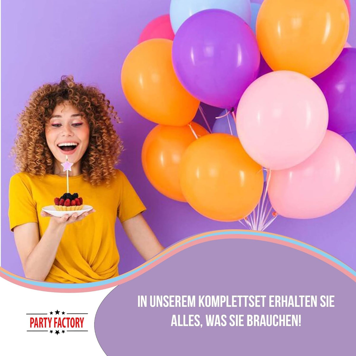 Party Factory Helium Tank for up to 30 Balloons incl. Latexballoons, Helium Cylinder 7 cu. ft. Gas