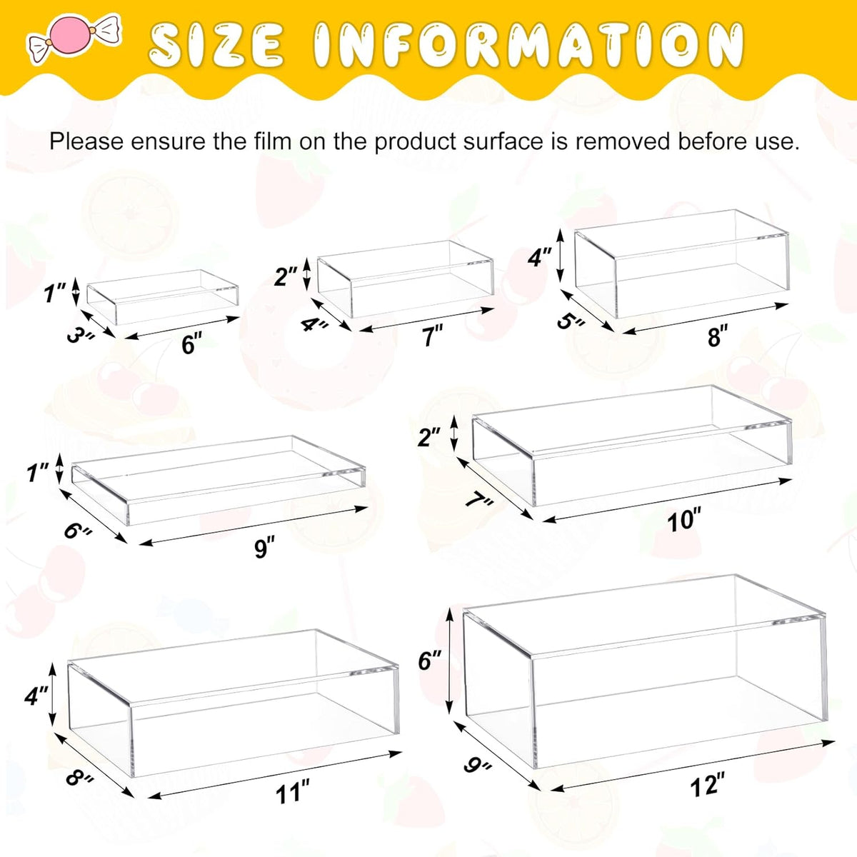 Leinuosen 7 Pcs Large Buffet Risers Set 6" to 12" Acrylic Display Box Catering Dessert Table Riser