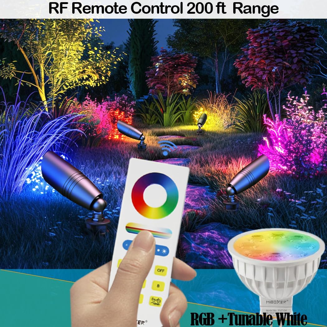 RGB Low Voltage Landscape Lights, 12V Color Changing Outdoor Spot Lights, Waterproof LED Garden