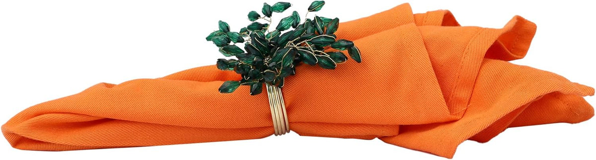 Napkin Rings Set of 6 for Dining Table Decoration Parties Everyday Metal Napkin Holder Leaf Dark