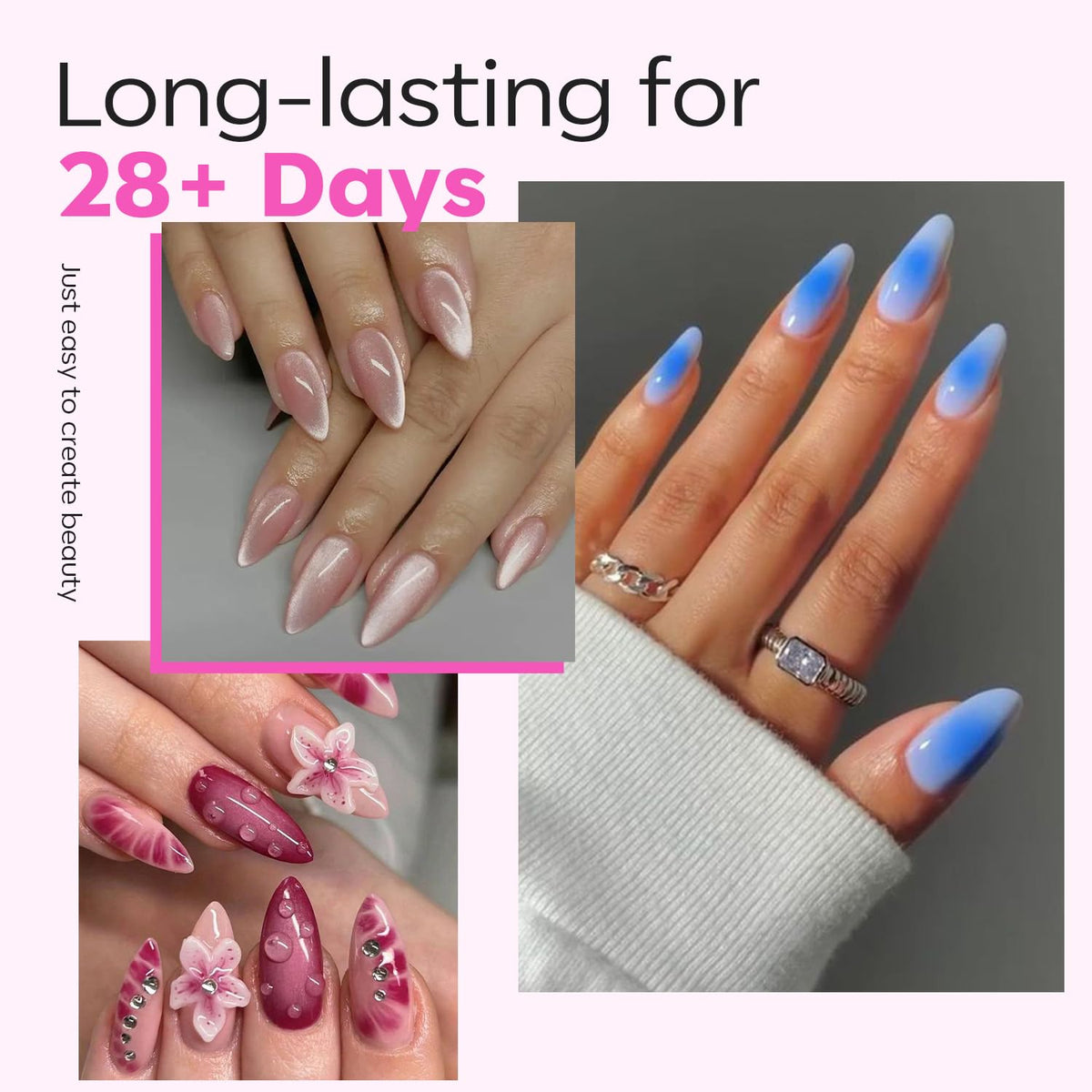 modelones Pointed Almond Nail Tips, Medium Pre-shaped Soft Gel Tips Fake Nails False Acrylic Clear