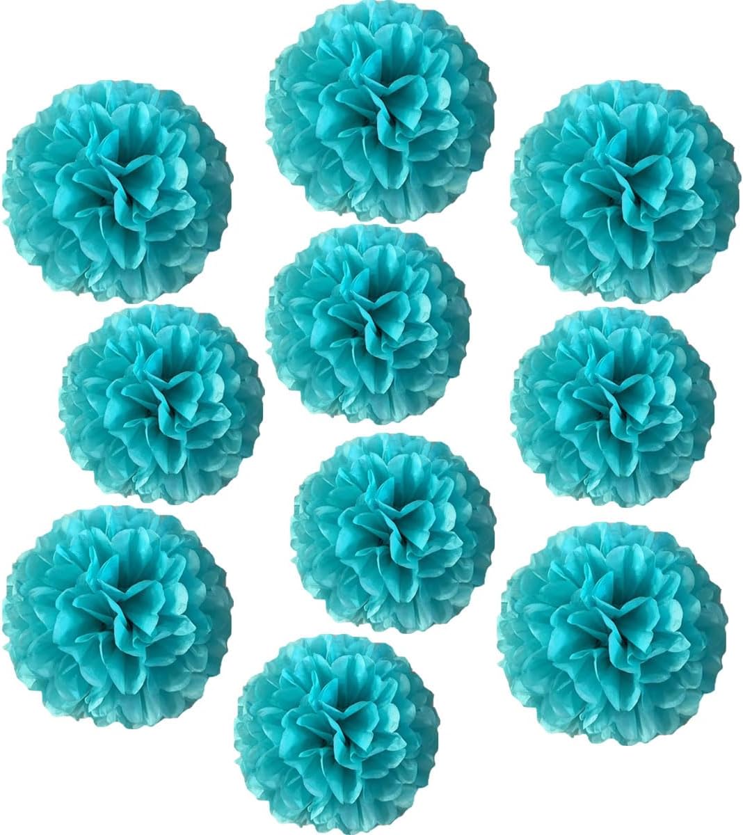 10pcs 8in 10in Paper Pom Poms Blue Tissue Paper Flower Hanging Paper Flower Balls Wedding Party