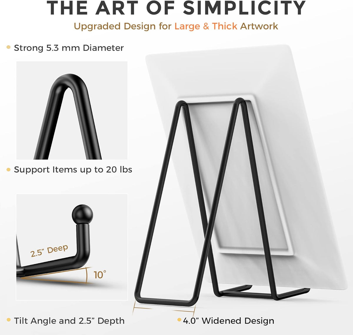 TR-LIFE 10 Inch Large Plate Stands for Display - Metal Plate Holder Display Stand + Picture Frame