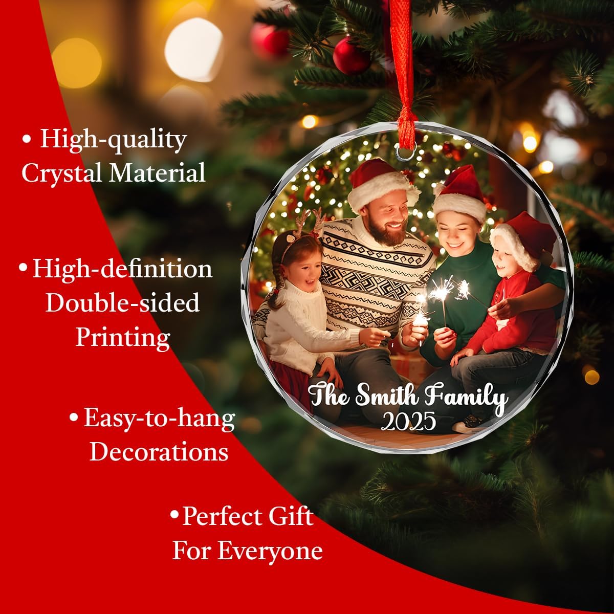 Personalized Christmas Ornaments with Names, Couple Glass Ornament, Custom Wedding Gifts for