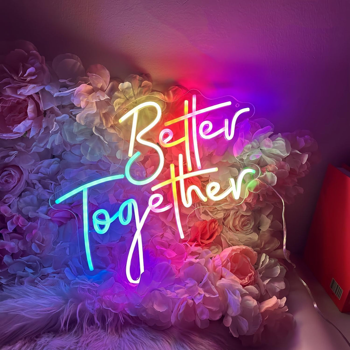 Ulalaza Smart RGB & Color Flow Effect Better Together LED Neon Sign with Remote & App Control Music