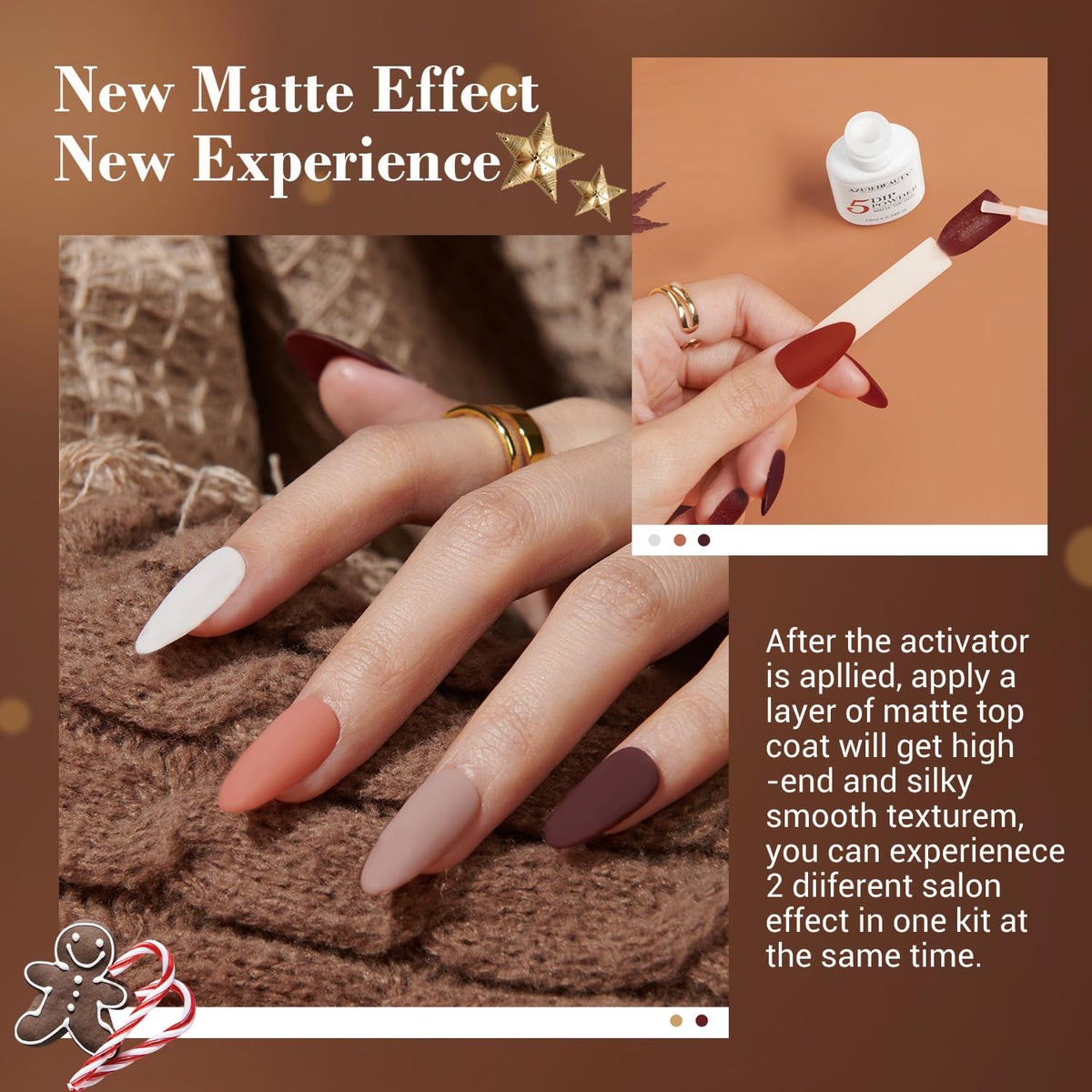 AZUREBEAUTY 30Pcs Dip Powder Nail Kit Starter with Nail Sticks, 8 Colors Fall Winter Nude Brown