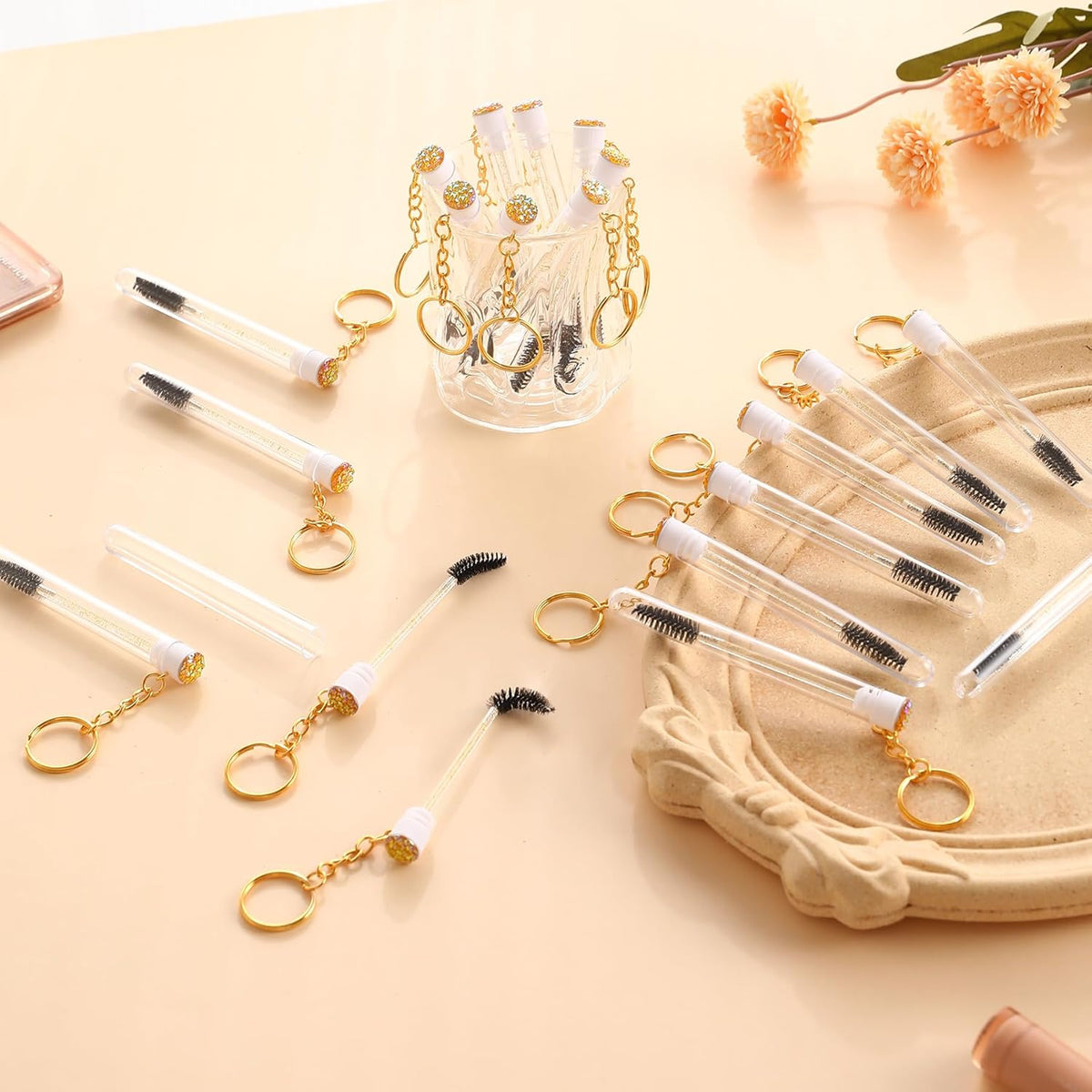 Upgrade 48 Pieces Disposable Mascara Wands Set, Include 24 Pcs Crystal Lash Spoolies Brush and 24