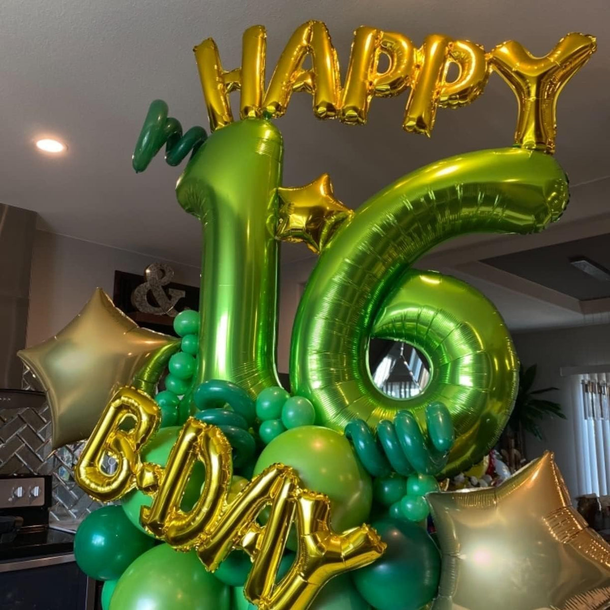 40 Inch Green Foil Balloon Number 8, Giant Self Inflating Number Balloons 0-9 for Men Women