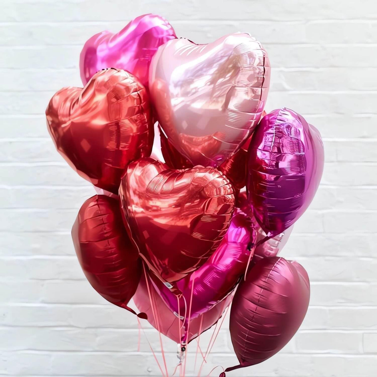 Red Heart Shaped balloons Pack of 12,18 Inch Silver Love Valentine Balloons Pink Heart Romantic