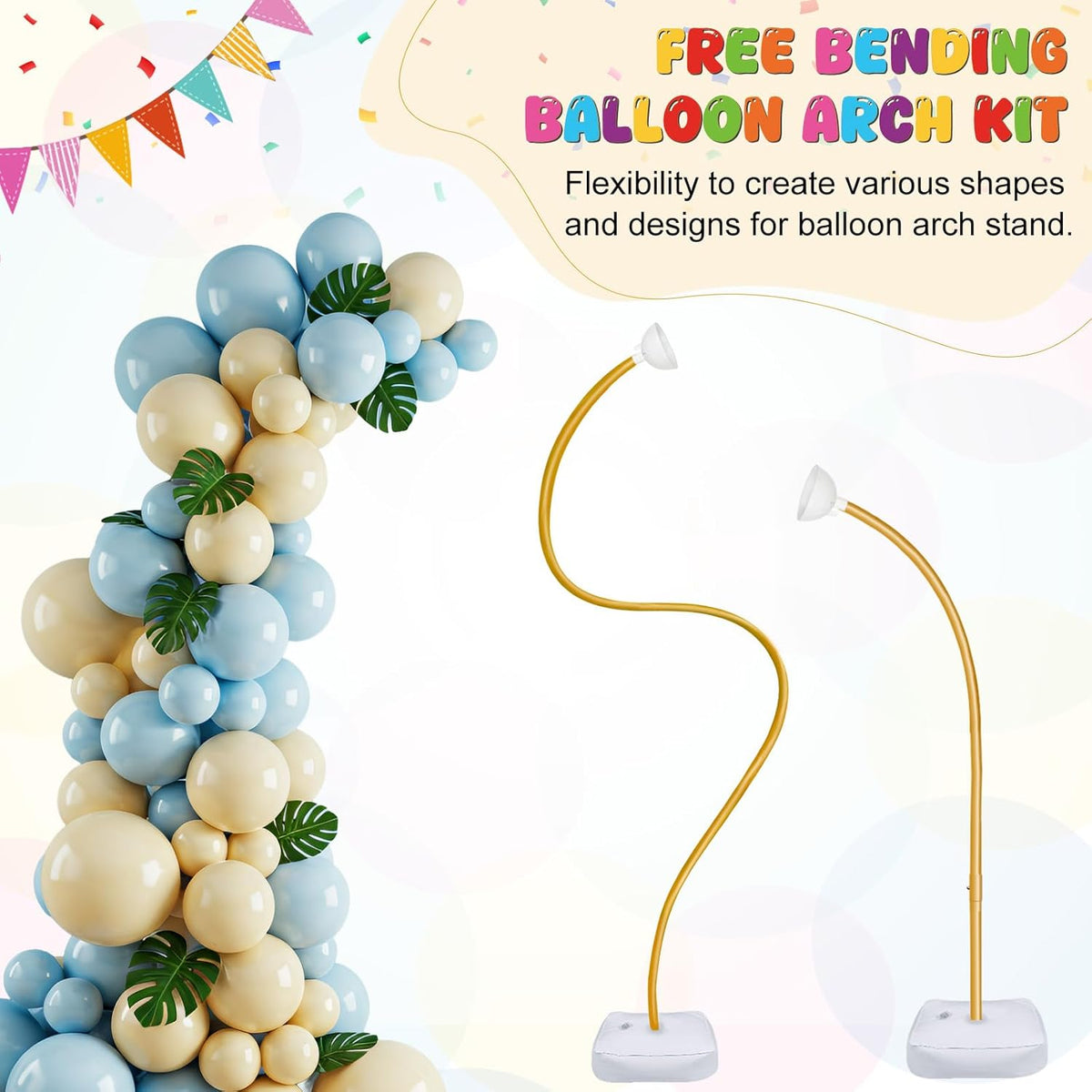 OurWarm Balloon Arch Kit with LED Lights, 9.35FT & 6FT Free Bending Half Balloon Arch Stand with