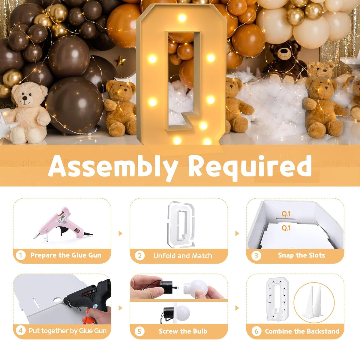 imprsv Marquee Light Up Letters, 3FT Marquee Letters for Birthday Baby Shower Wedding Decorations