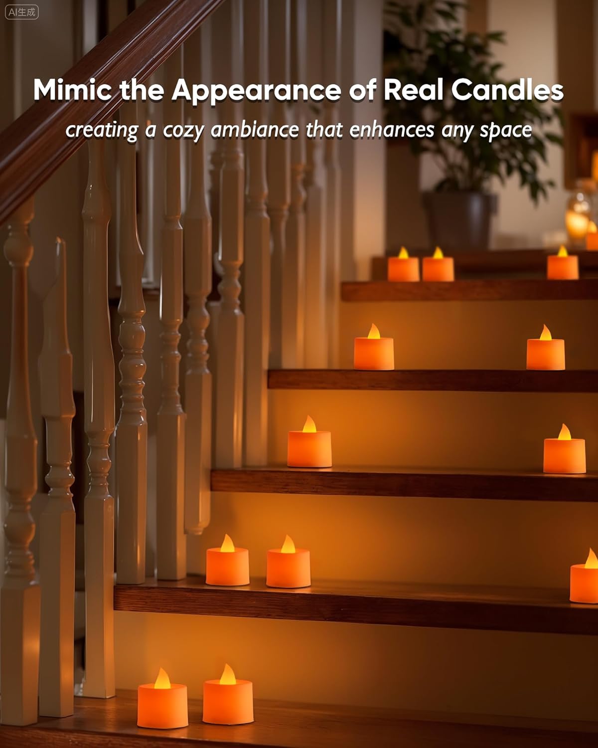 Amagic 24 Pack Halloween Orange LED Tea Lights, Flameless Votive Candles Battery Operated, Electric